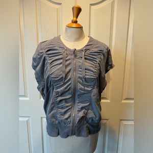 🩶 Zella Gray Hooded Zip-Up Short-Sleeved Light Sweatshirt 🩶 Women Size M GUC